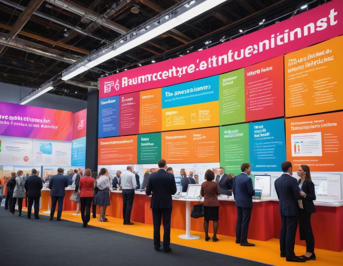 A diverse group of people engaged in a lively discussion at an insurance fair, surrounded by colorful booths showcasing various insurance options. Include a visible banner with 'Coverage Options & Benefits' in bold lettering. Illustrate charts and data visuals in the background to symbolize information and analysis. The atmosphere should be welcoming and informative, evoking a sense of trust and support. vibrant colors. 3D.